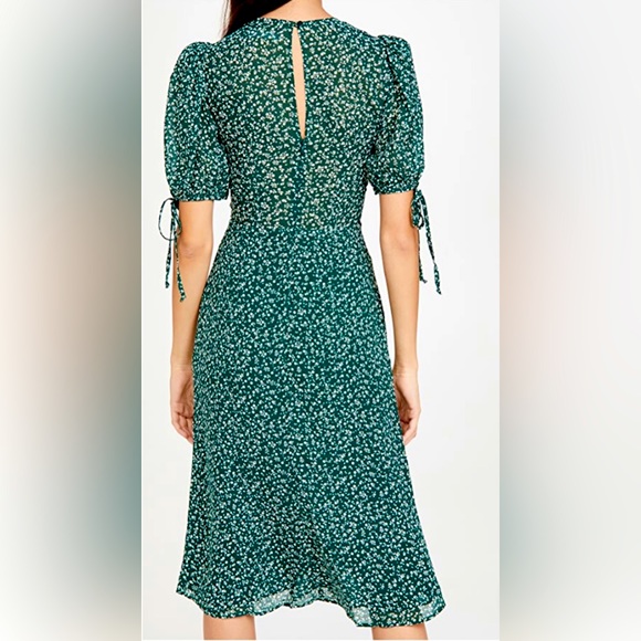 Reformation Oakley Midi Dress Green and White Floral Short Sleeve Small - Picture 2 of 14